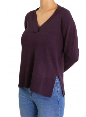 Maglia con scollo a V tinta unita 